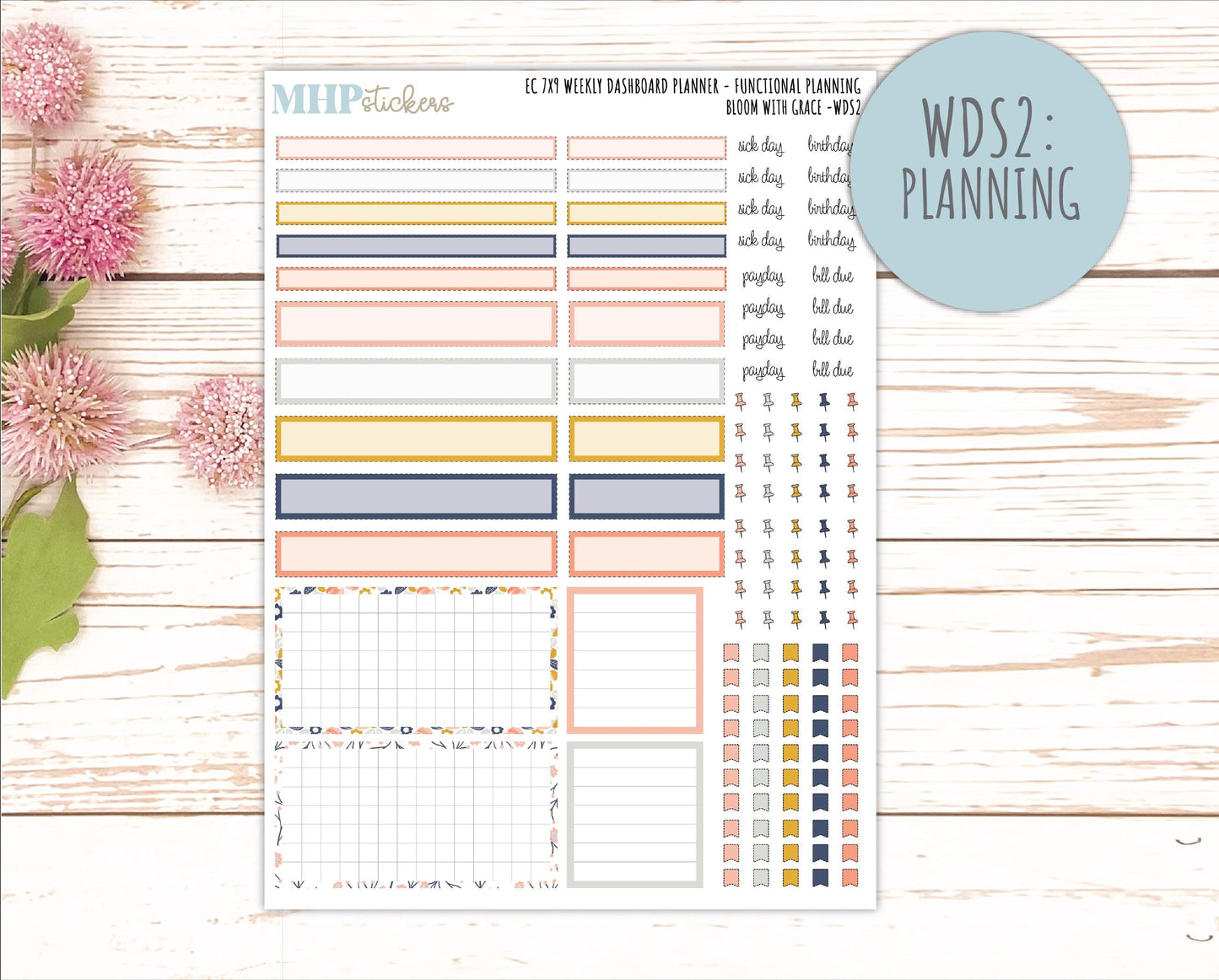 JULY Weekly Dashboard Kit for 7x9 Erin Condren Planners. 2026 Collection "Bloom with Grace" || ECWDS