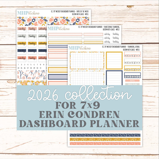 JULY Weekly Dashboard Kit for 7x9 Erin Condren Planners. 2026 Collection "Bloom with Grace" || ECWDS