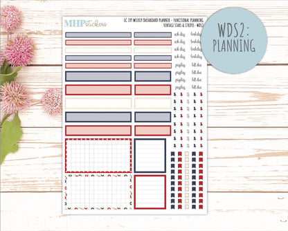 JULY Weekly Dashboard Kit for 7x9 Erin Condren Planners. 2026 Collection "Vintage Stars & Stripes" || ECWDS