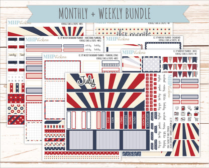 JULY Weekly Dashboard Kit for 7x9 Erin Condren Planners. 2026 Collection "Vintage Stars & Stripes" || ECWDS