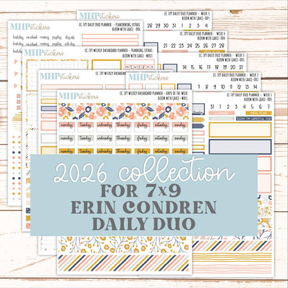 JULY Daily Duo Sticker Kit for 7x9 Erin Condren Planners. 2026 Collection "Bloom with Grace" || ECDD