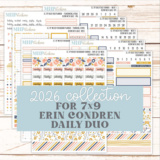 JULY Daily Duo Sticker Kit for 7x9 Erin Condren Planners. 2026 Collection "Bloom with Grace" || ECDD