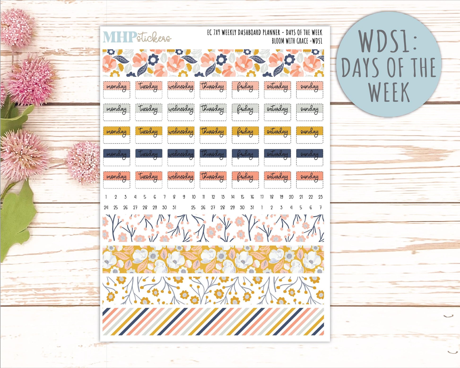 JULY Daily Duo Sticker Kit for 7x9 Erin Condren Planners. 2026 Collection "Bloom with Grace" || ECDD
