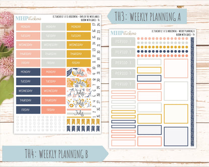 JULY Stickers for EC Teacher Lesson Planner - Horizontal Layout. 2026 Collection "Bloom with Grace" || ECTH