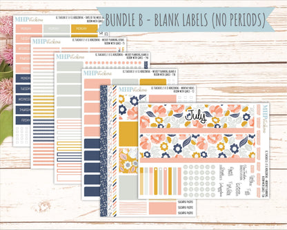 JULY Stickers for EC Teacher Lesson Planner - Horizontal Layout. 2026 Collection "Bloom with Grace" || ECTH