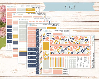 JULY Stickers for EC Teacher Lesson Planner - Horizontal Layout. 2026 Collection "Bloom with Grace" || ECTH
