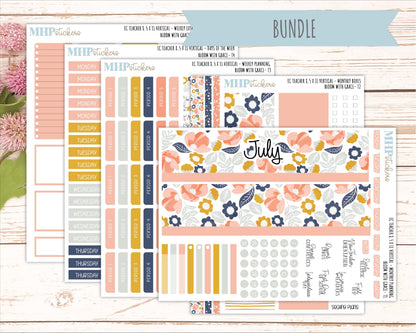 JULY Stickers for EC Teacher Lesson Planner - Vertical Layout. 2026 Collection "Bloom with Grace" || ECTV