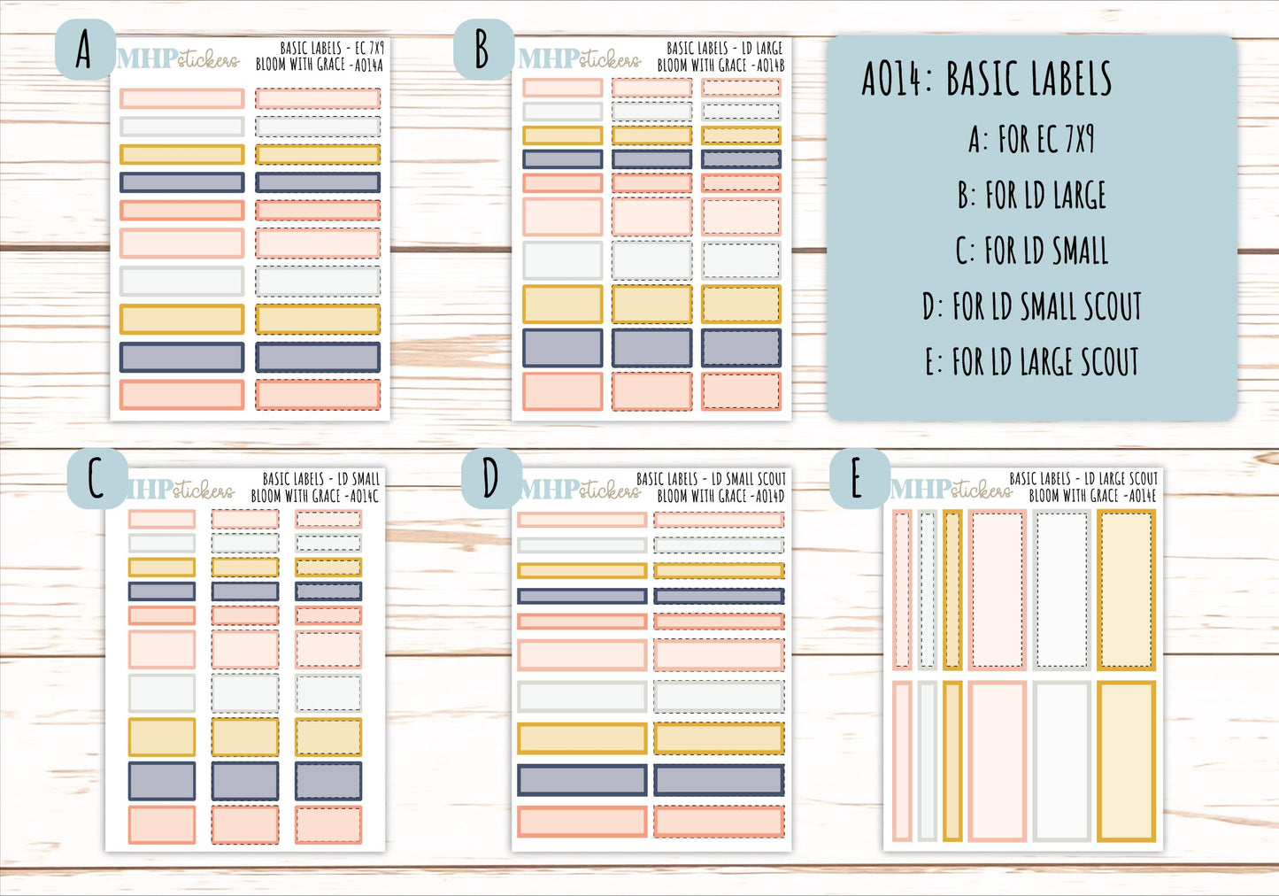 Basic Labels & Habit Trackers. ADD-Ons for Monthly Kits "Bloom with Grace" || AOBL