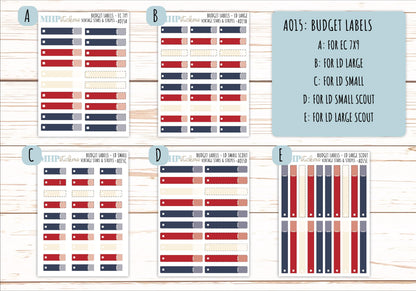 Basic Labels & Habit Trackers. ADD-Ons for Monthly Kits "Vintage Stars and Stripes" || AOBL