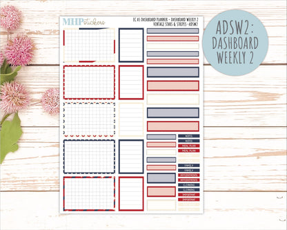 JULY Monthly Kit for A5 Erin Condren Dashboard Planners. 2026 Collection "Vintage Stars & Stripes" || ECADS