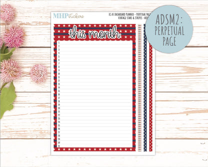 JULY Monthly Kit for A5 Erin Condren Dashboard Planners. 2026 Collection "Vintage Stars & Stripes" || ECADS