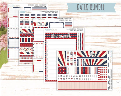 JULY Monthly Kit for A5 Erin Condren Dashboard Planners. 2026 Collection "Vintage Stars & Stripes" || ECADS