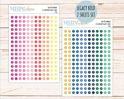 Day Dot Numbers for planners. New 2026 EC Color Ways. || F701