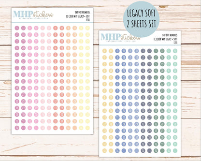 Day Dot Numbers for planners. New 2026 EC Color Ways. || F701