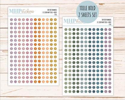 Day Dot Numbers for planners. New 2026 EC Color Ways. || F701