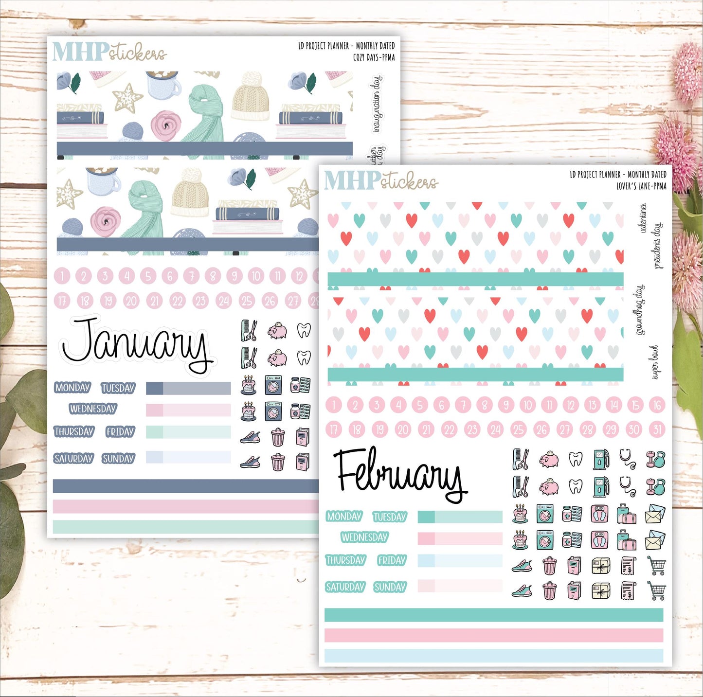 12 Monthly Sheet Set for Laurel Denise's Large Rose Planner (Formerly Project Planner). 2025 Designs || LD442