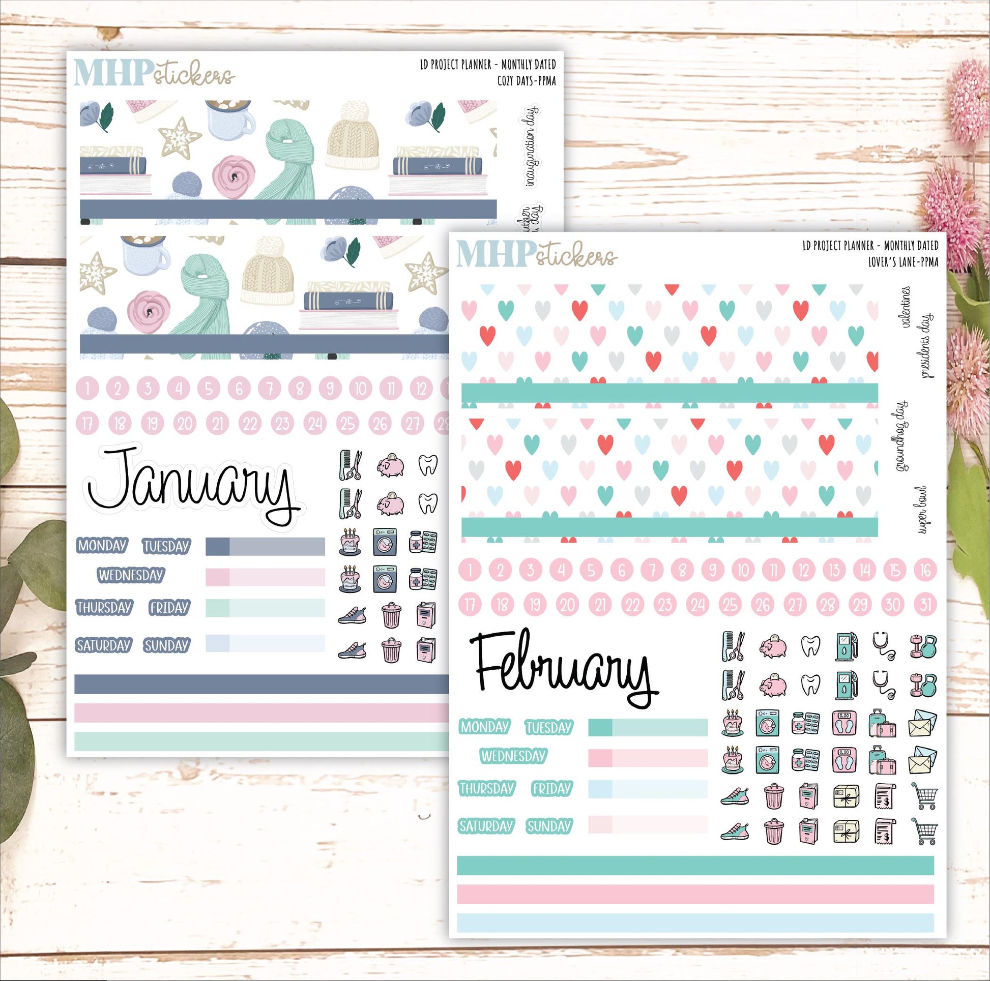 12 Monthly Sheet Set for Laurel Denise's Large Rose Planner (Formerly Project Planner). 2025 Designs || LD442