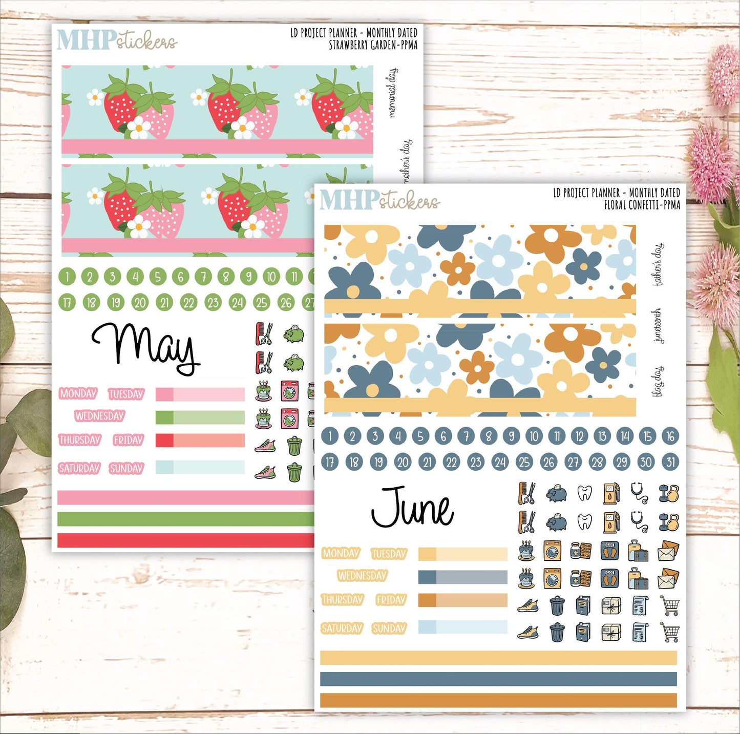12 Monthly Sheet Set for Laurel Denise's Large Rose Planner (Formerly Project Planner). 2025 Designs || LD442