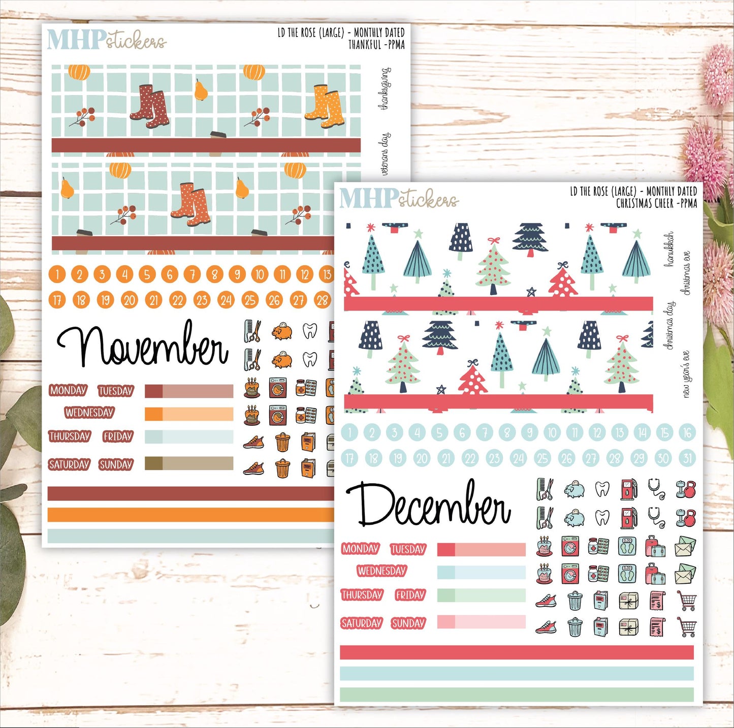 12 Monthly Sheet Set for Laurel Denise's Large Rose Planner (Formerly Project Planner). 2025 Designs || LD442