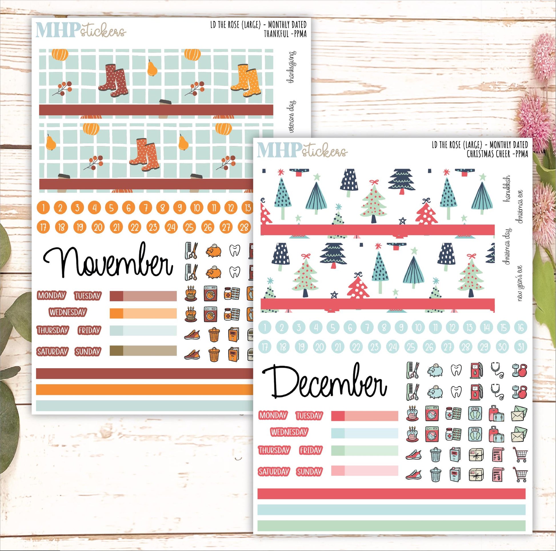 12 Monthly Sheet Set for Laurel Denise's Large Rose Planner (Formerly Project Planner). 2025 Designs || LD442