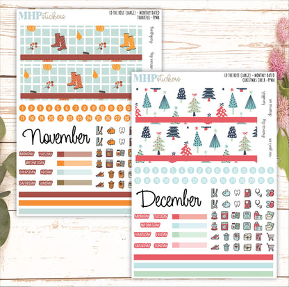 12 Monthly Sheet Set for Laurel Denise's Large Rose Planner (Formerly Project Planner). 2025 Designs || LD442
