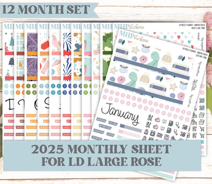 12 Monthly Sheet Set for Laurel Denise's Large Rose Planner (Formerly Project Planner). 2025 Designs || LD442