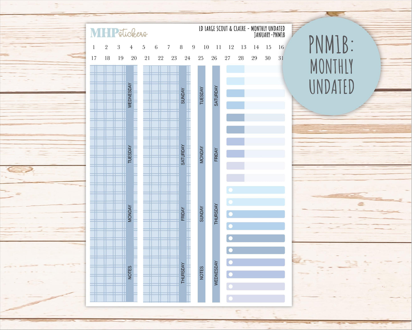 JANUARY Neutral Color Stickers for the Large Scout & Claire Laurel Denise Planners || PTN26