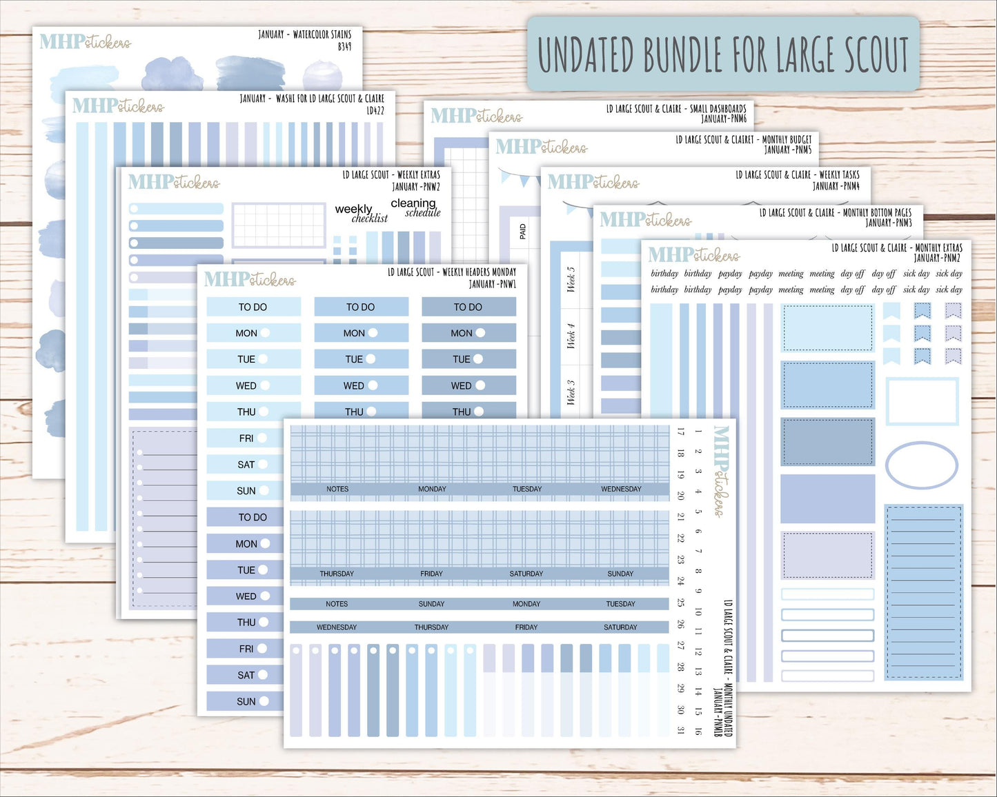 JANUARY Neutral Color Stickers for the Large Scout & Claire Laurel Denise Planners || PTN26