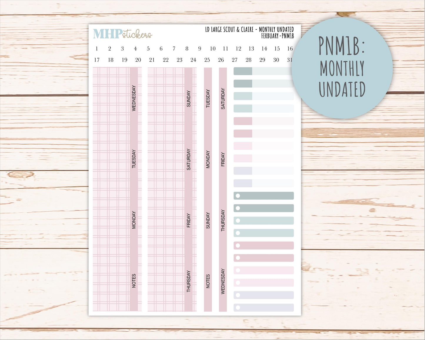 FEBRUARY Neutral Color Stickers for the Large Scout & Claire Laurel Denise Planners || PTN26