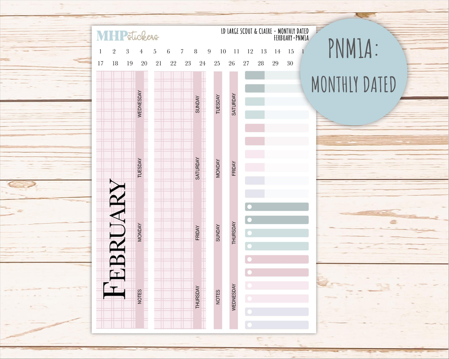 FEBRUARY Neutral Color Stickers for the Large Scout & Claire Laurel Denise Planners || PTN26