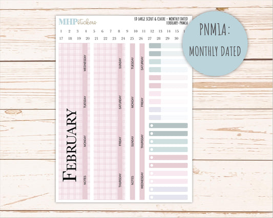 FEBRUARY Neutral Color Stickers for the Large Scout & Claire Laurel Denise Planners || PTN26