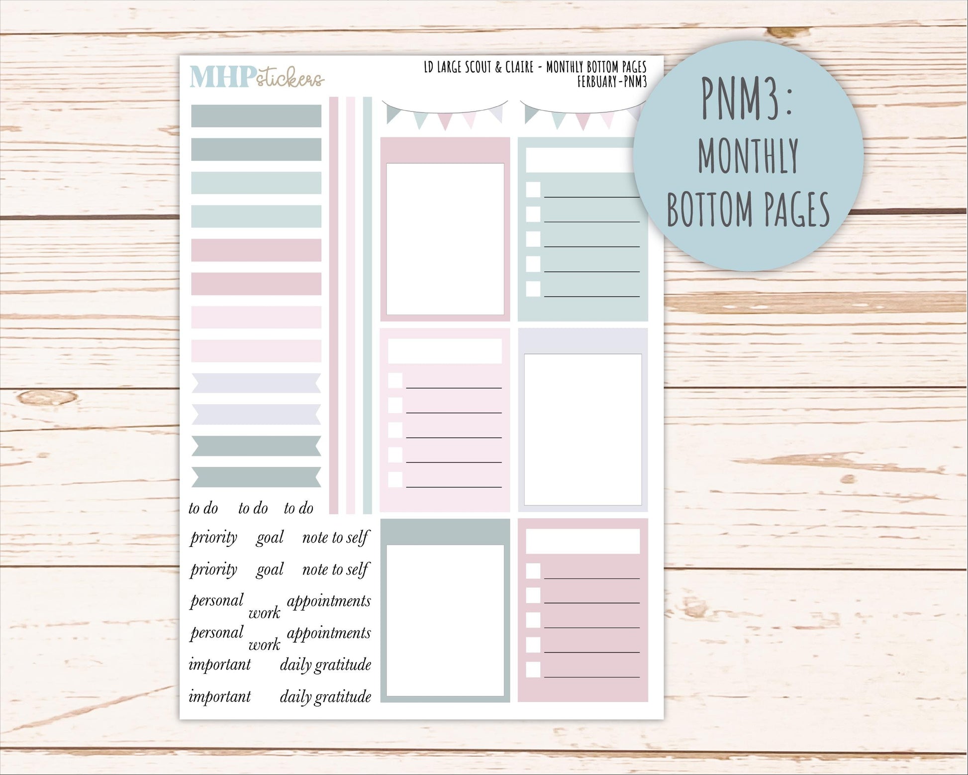 FEBRUARY Neutral Color Stickers for the Large Scout & Claire Laurel Denise Planners || PTN26