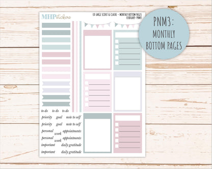 FEBRUARY Neutral Color Stickers for the Large Scout & Claire Laurel Denise Planners || PTN26