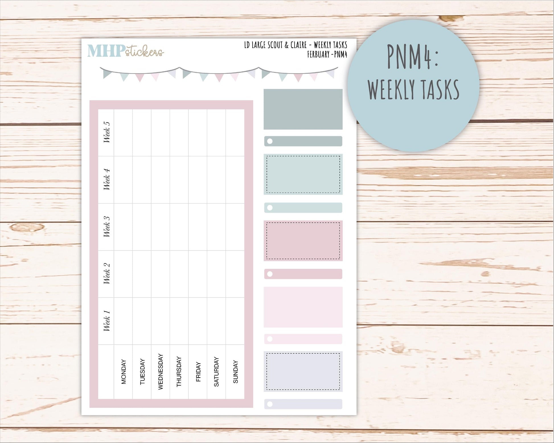 FEBRUARY Neutral Color Stickers for the Large Scout & Claire Laurel Denise Planners || PTN26