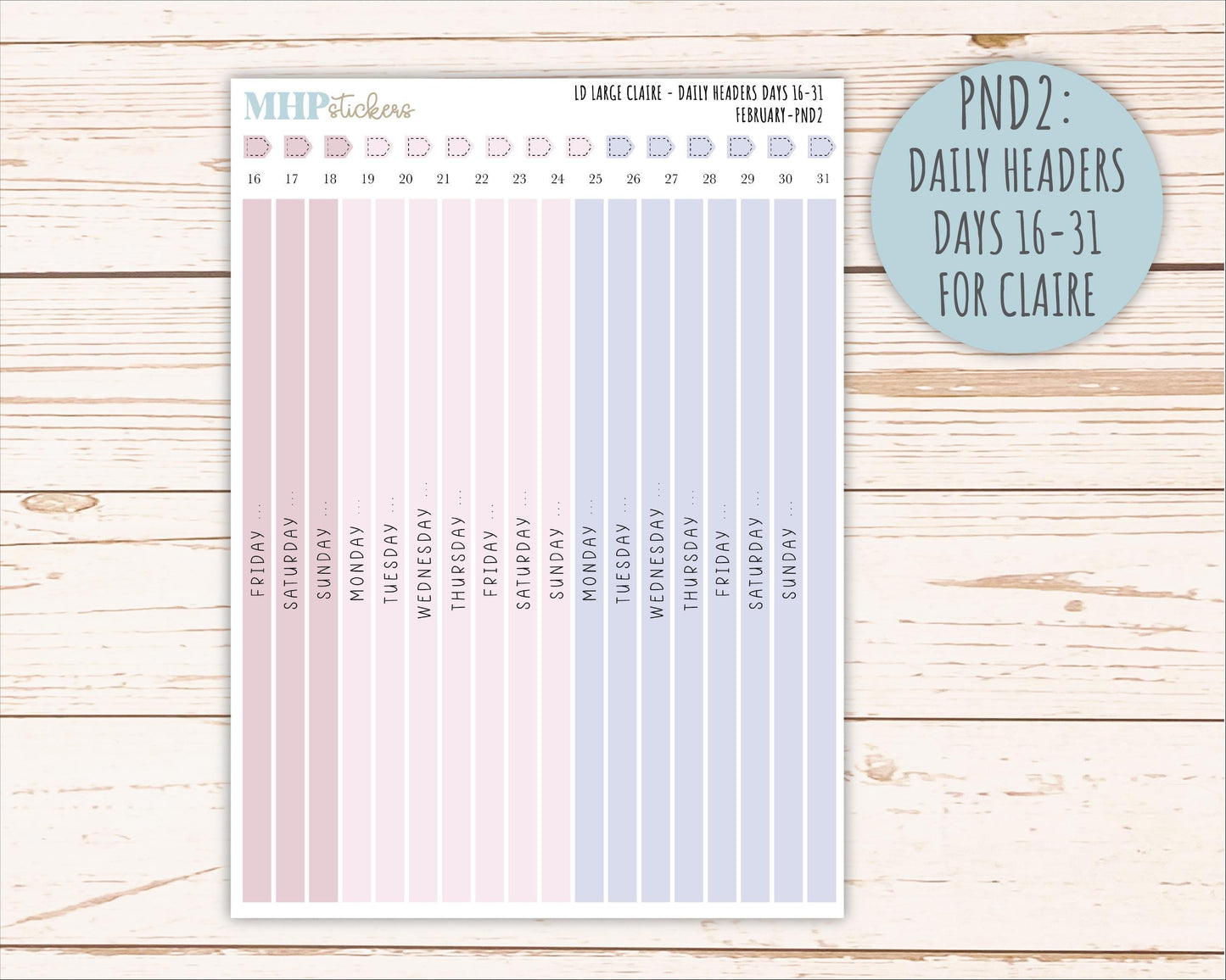 FEBRUARY Neutral Color Stickers for the Large Scout & Claire Laurel Denise Planners || PTN26