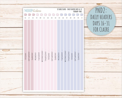 FEBRUARY Neutral Color Stickers for the Large Scout & Claire Laurel Denise Planners || PTN26