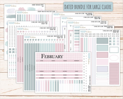 FEBRUARY Neutral Color Stickers for the Large Scout & Claire Laurel Denise Planners || PTN26