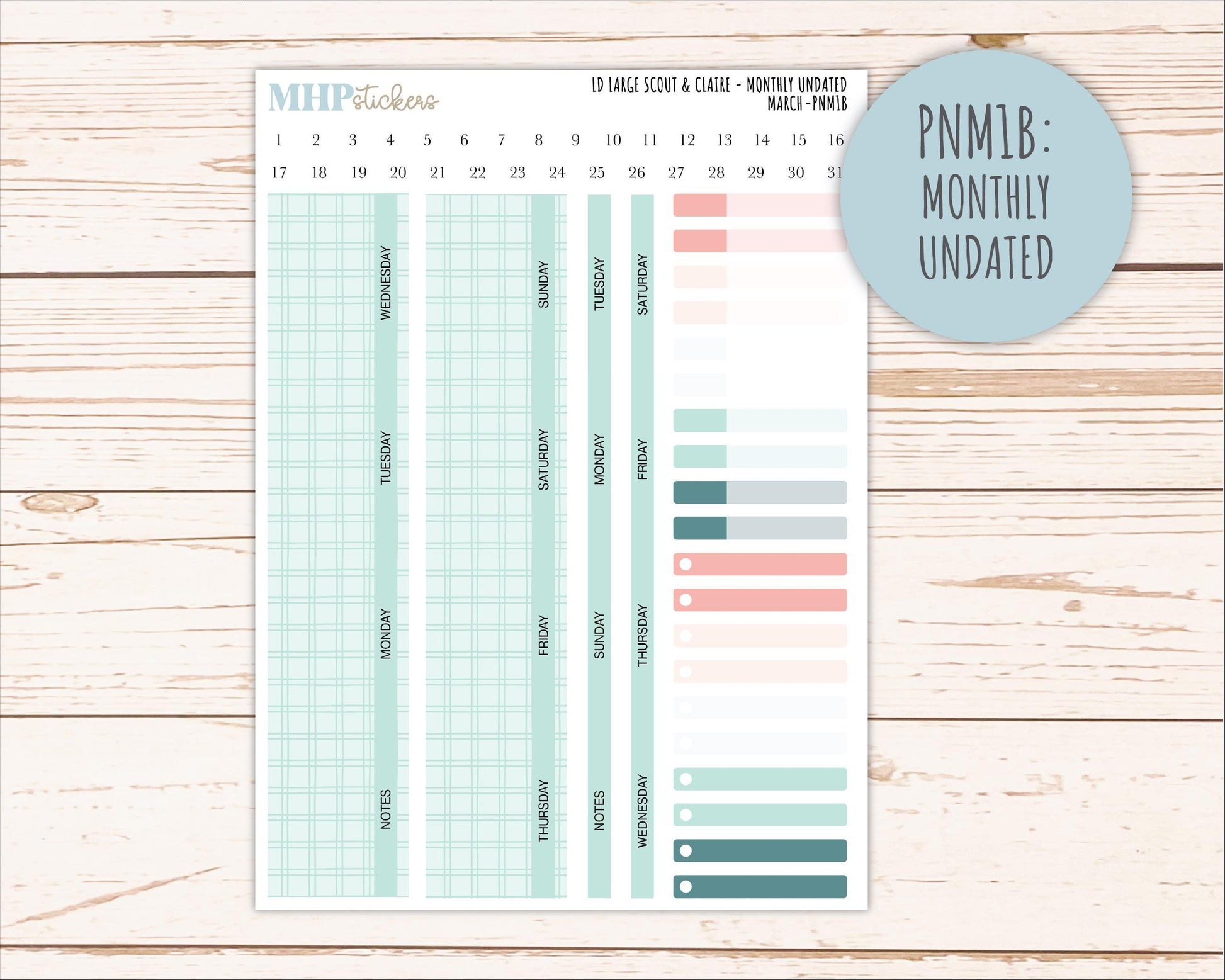 MARCH Neutral Color Stickers for the Large Scout & Claire Laurel Denise Planners || PTN26