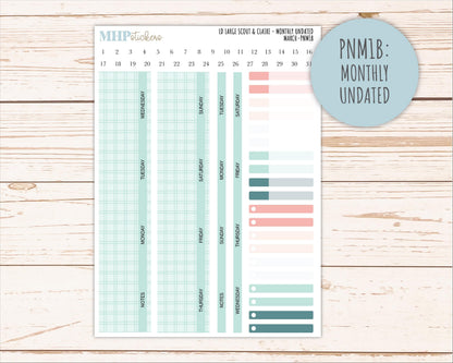 MARCH Neutral Color Stickers for the Large Scout & Claire Laurel Denise Planners || PTN26