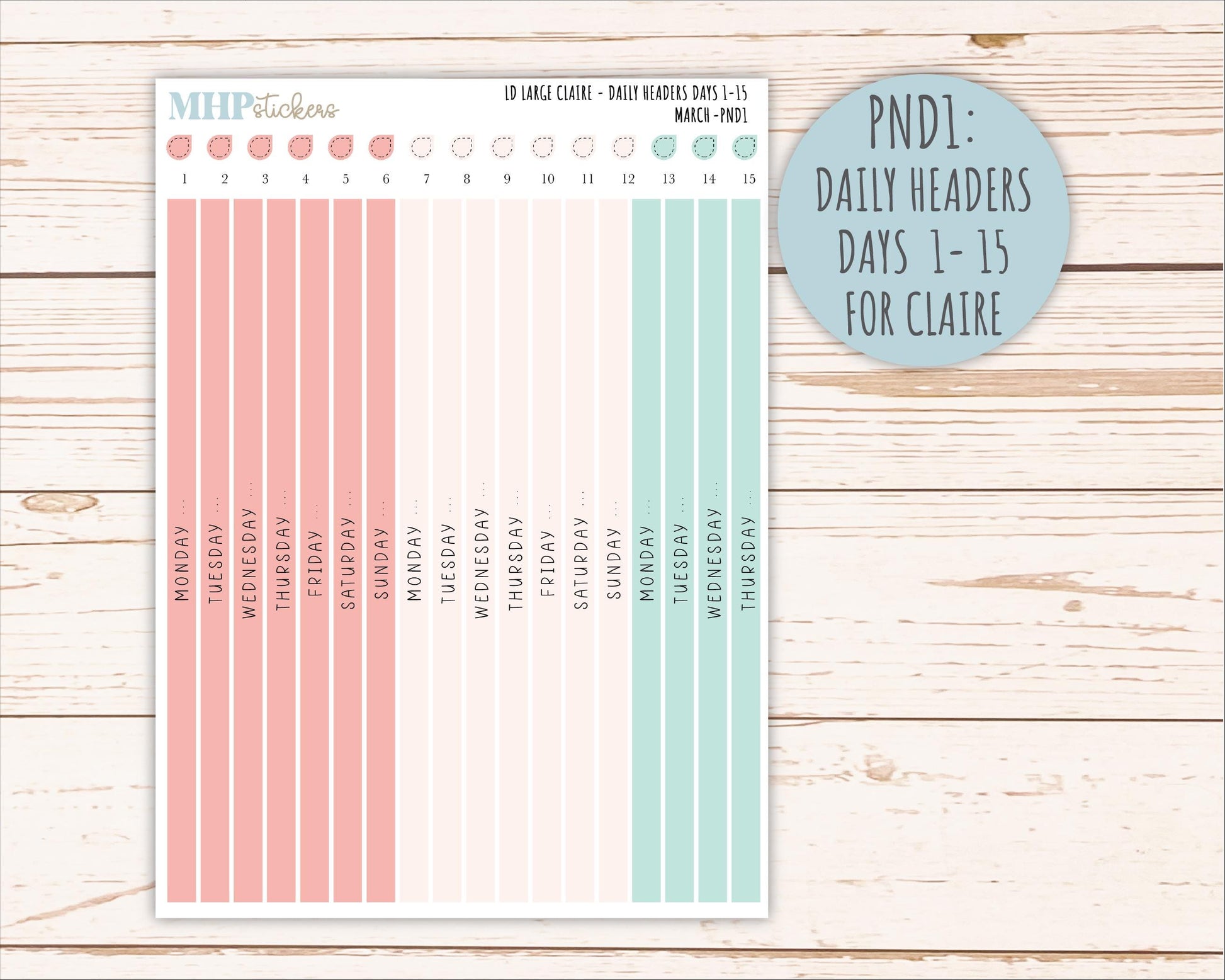 MARCH Neutral Color Stickers for the Large Scout & Claire Laurel Denise Planners || PTN26