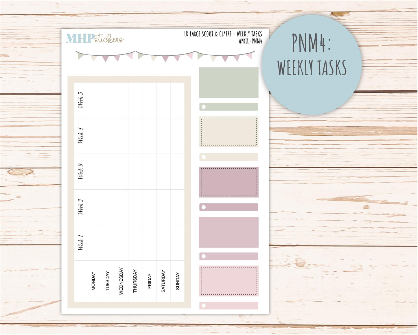 APRIL Neutral Color Stickers for the Large Scout & Claire Laurel Denise Planners || PTN26