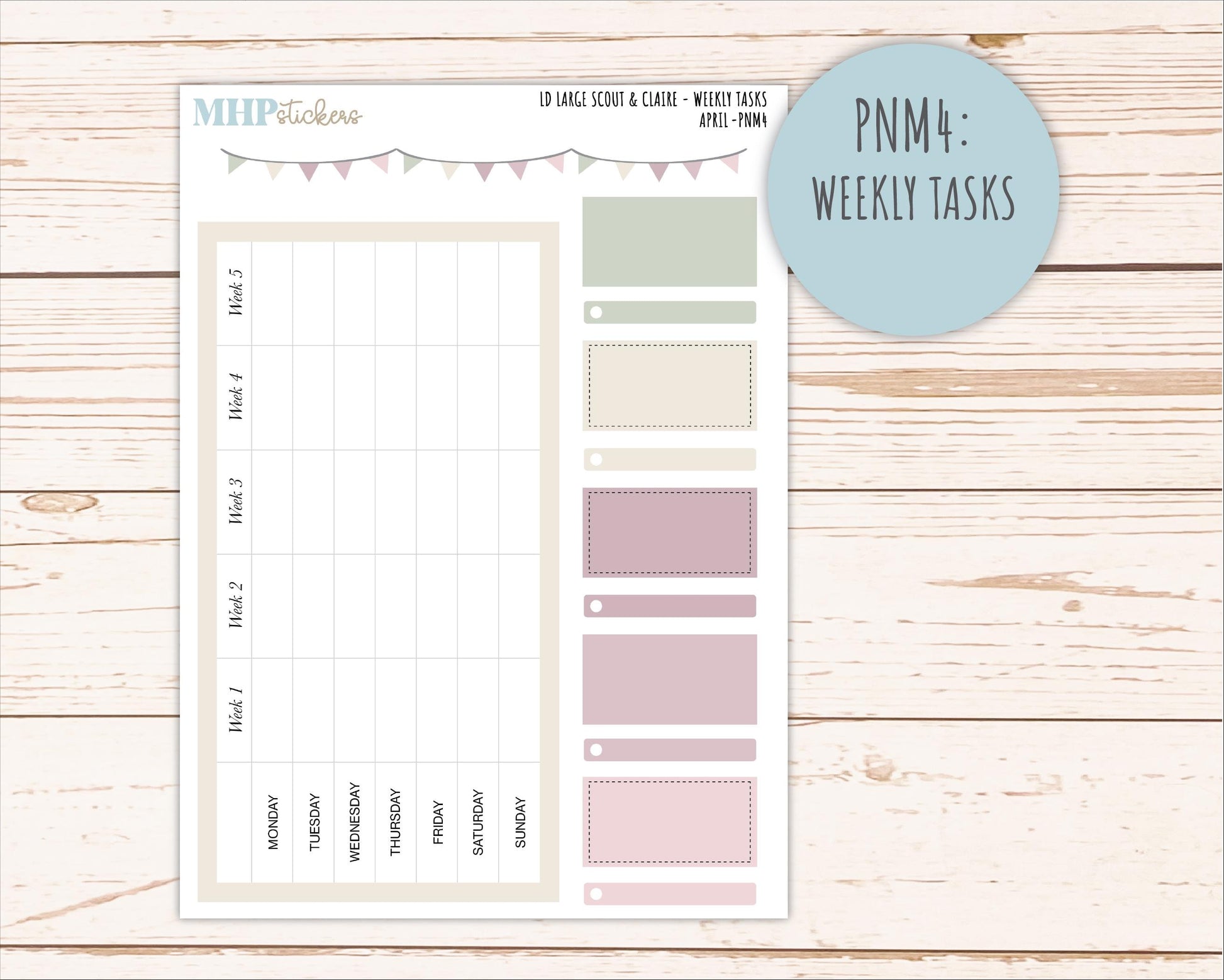 APRIL Neutral Color Stickers for the Large Scout & Claire Laurel Denise Planners || PTN26