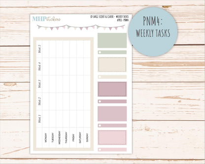 APRIL Neutral Color Stickers for the Large Scout & Claire Laurel Denise Planners || PTN26