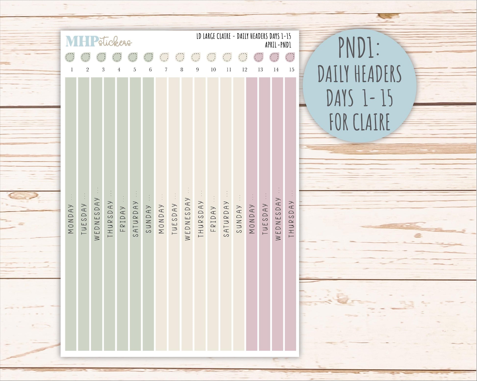 APRIL Neutral Color Stickers for the Large Scout & Claire Laurel Denise Planners || PTN26
