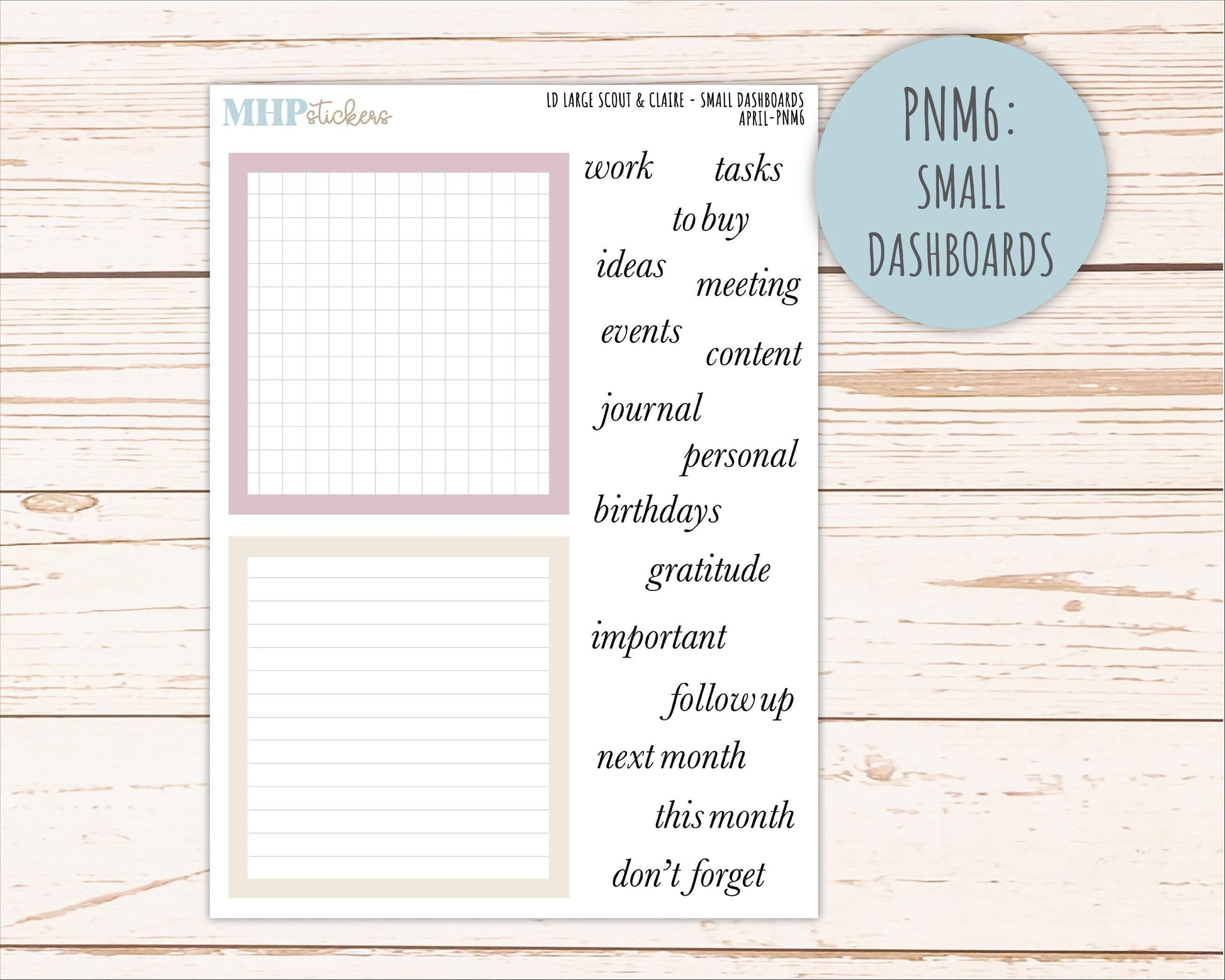 APRIL Neutral Color Stickers for the Large Scout & Claire Laurel Denise Planners || PTN26