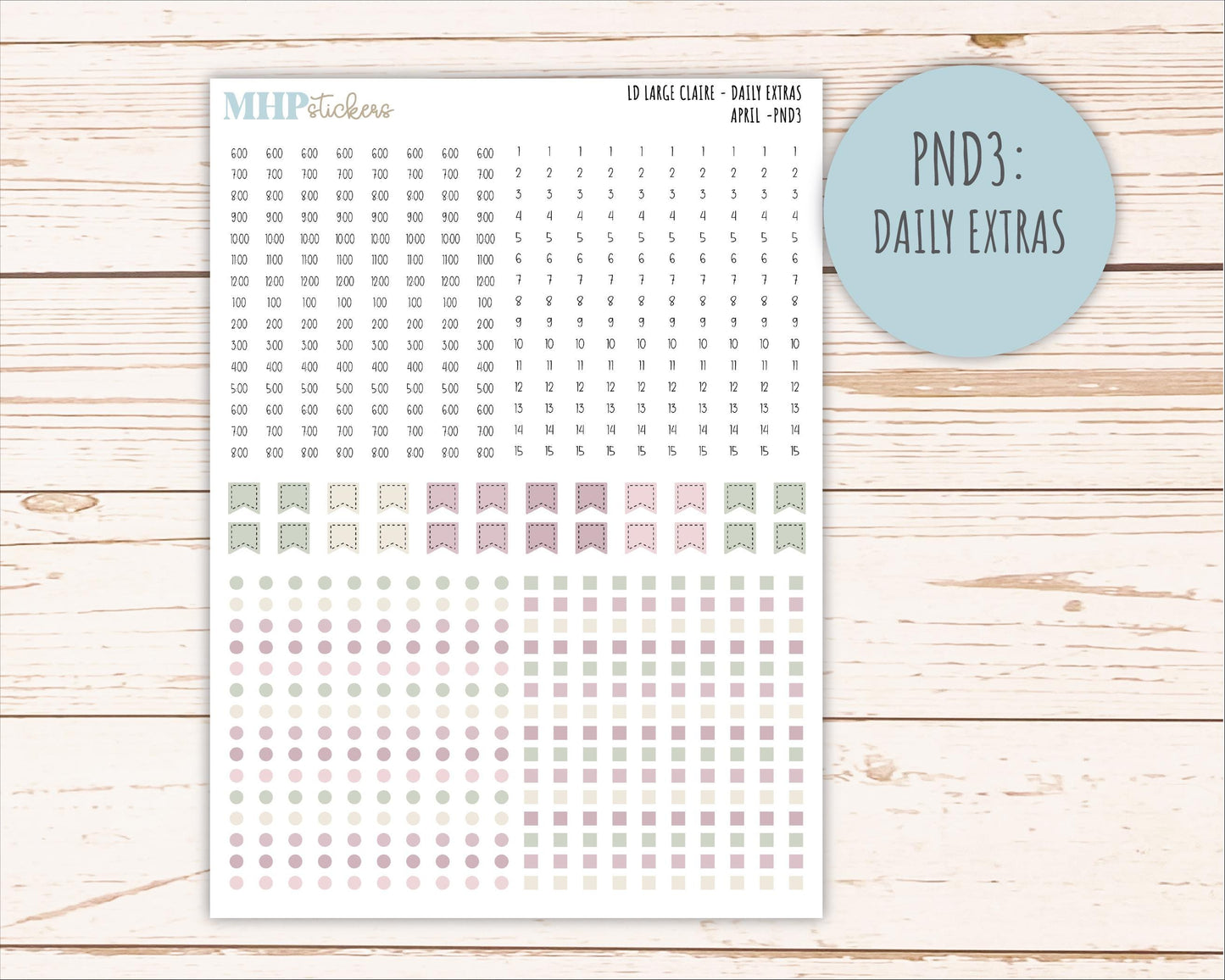 APRIL Neutral Color Stickers for the Large Scout & Claire Laurel Denise Planners || PTN26