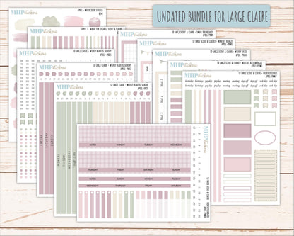 APRIL Neutral Color Stickers for the Large Scout & Claire Laurel Denise Planners || PTN26