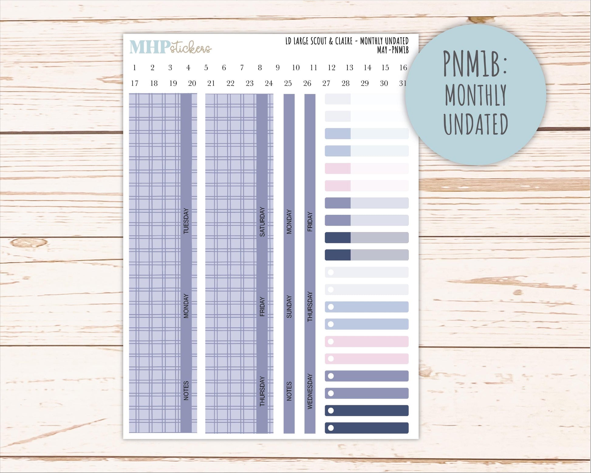 MAY Neutral Color Stickers for the Large Scout & Claire Laurel Denise Planners || PTN26