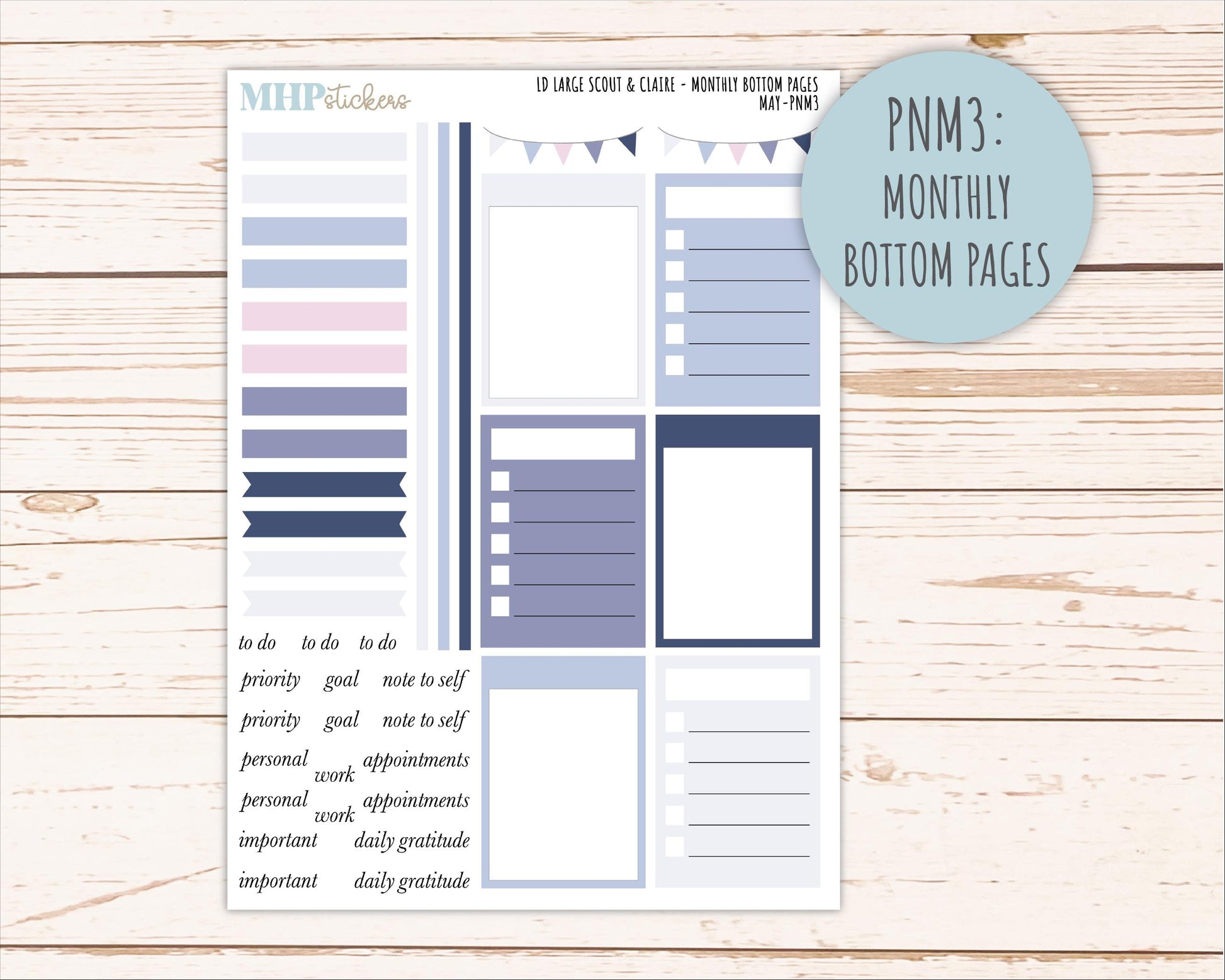 MAY Neutral Color Stickers for the Large Scout & Claire Laurel Denise Planners || PTN26