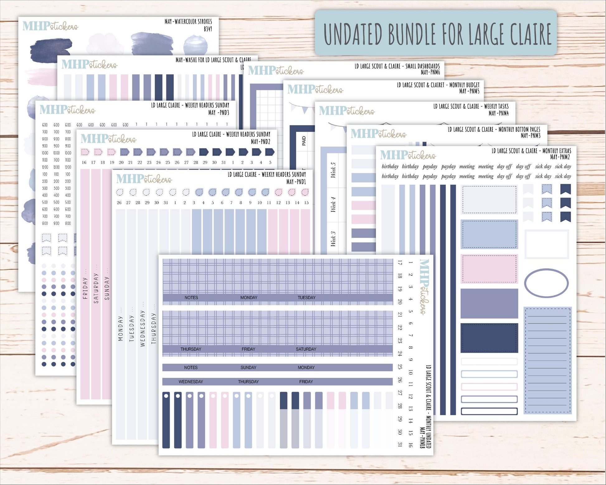 MAY Neutral Color Stickers for the Large Scout & Claire Laurel Denise Planners || PTN26